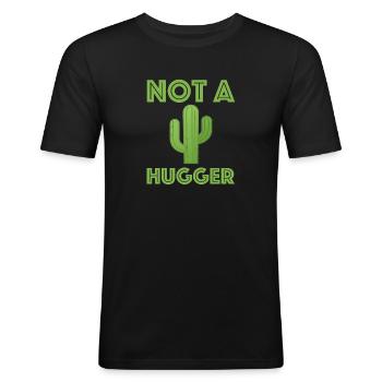 No hugger | Hug, cactus, funny sayings - Men's Slim Fit T-Shirt - black - Front - Nik (191cm)