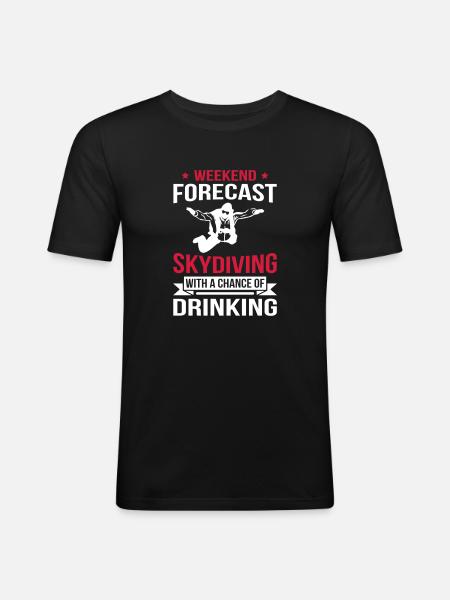 Weekend Forecast Skydiving - Männer Slim Fit T-Shirt - Schwarz