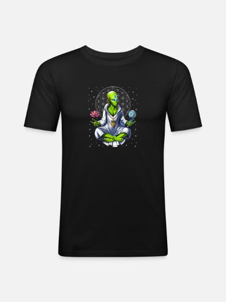 Alien Meditation - Men's Slim Fit T-Shirt - black