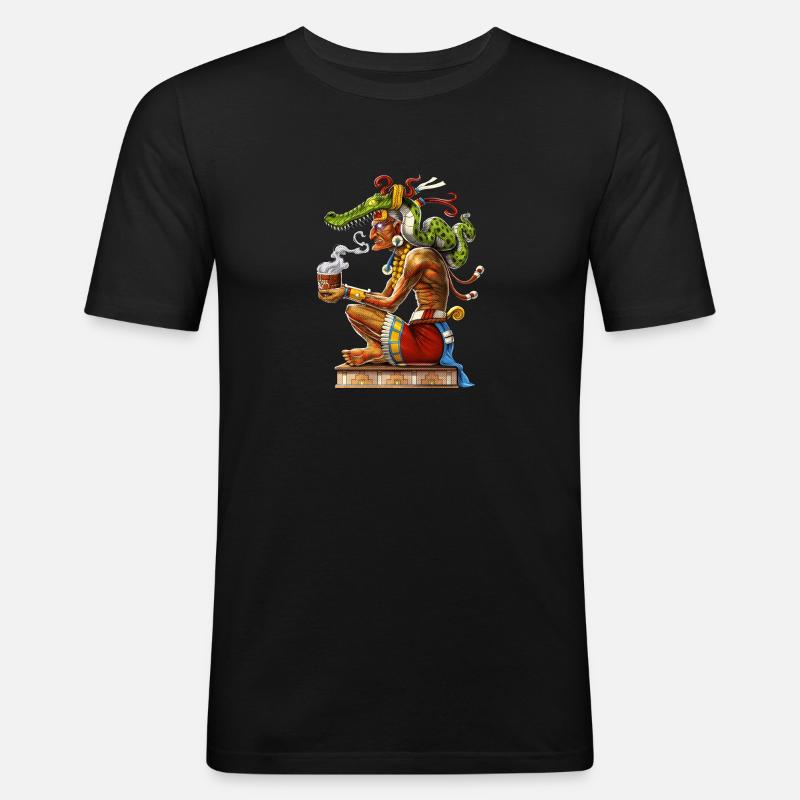 Maya-Gott Itzamna - Männer Slim Fit T-Shirt - Schwarz