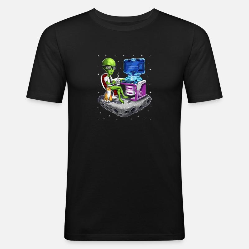 Programmeur extraterrestre de l’espace - T-shirt près du corps Homme - noir