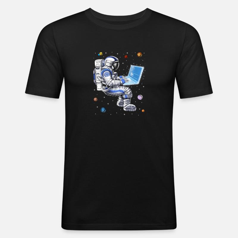 Space Astronaut Programmer - Men's Slim Fit T-Shirt - black