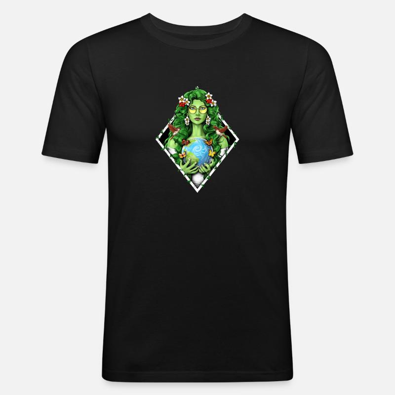 Gaia Mutter Erde Göttin - Männer Slim Fit T-Shirt - Schwarz