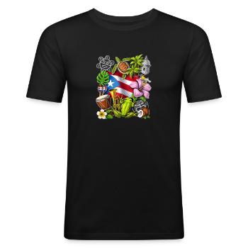 Puerto Rico Boricua Pride - Men's Slim Fit T-Shirt - black - Front - Nik (191cm)