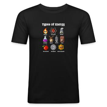 Physique Types d’énergie - T-shirt près du corps Homme - noir - Devant - Nik (191cm)