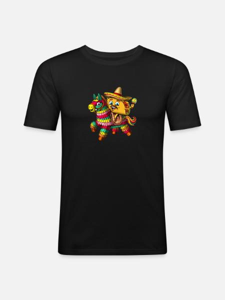 Mexican Taco Riding Pinata - Men's Slim Fit T-Shirt - black