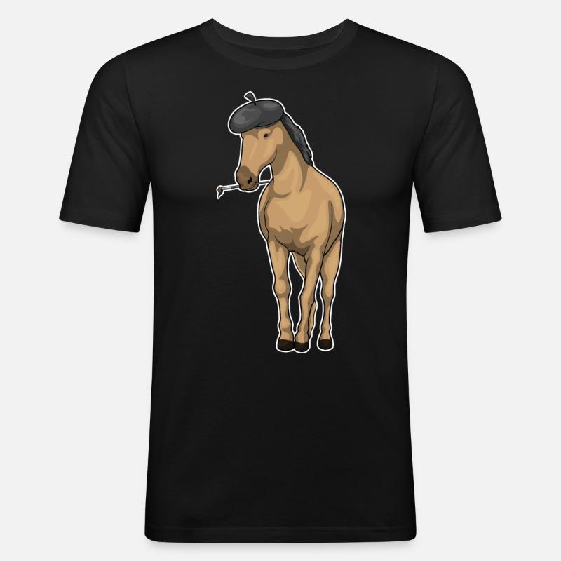 Pferd Maler Pinsel - Männer Slim Fit T-Shirt - Schwarz