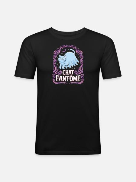 Chat fantôme - T-shirt près du corps Homme - noir