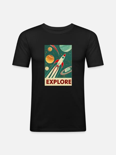 découvreur - T-shirt près du corps Homme - noir