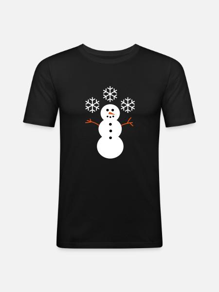 Schneemann - Männer Slim Fit T-Shirt - Schwarz