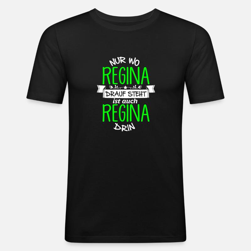 REGINA die Echte - Männer Slim Fit T-Shirt - Schwarz