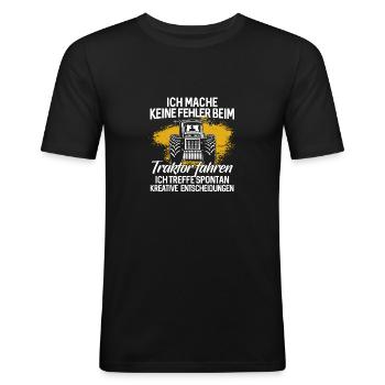 Traktor Shirt · Landwirtschaft · Entscheidungen - Männer Slim Fit T-Shirt - Schwarz - Vorne - Nik (191cm)