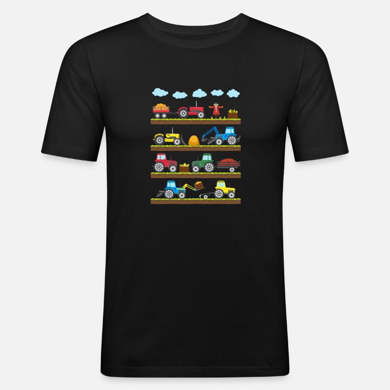 Traktor Farm Fordon Traktor - Slim Fit T-shirt herr - svart