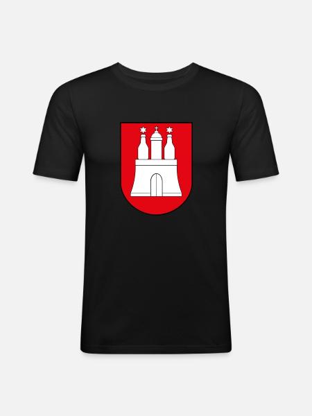 Hamburger Bier Logo - Männer Slim Fit T-Shirt - Schwarz