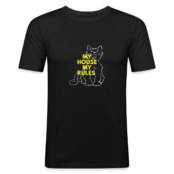 My house my rules - Men's Slim Fit T-Shirt - black - Front - Nik (191cm)