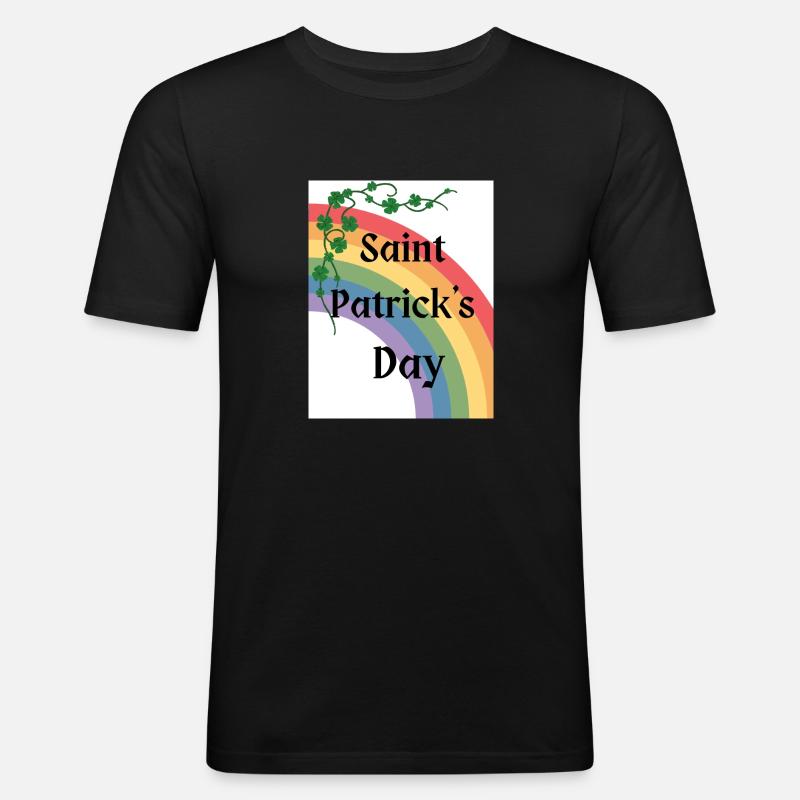 St. Patrick's Day mit Regenbogen - Männer Slim Fit T-Shirt - Schwarz