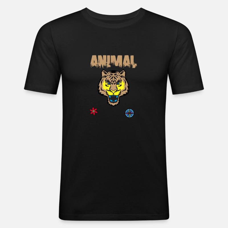 Tigergesicht zeichnen - Männer Slim Fit T-Shirt - Schwarz