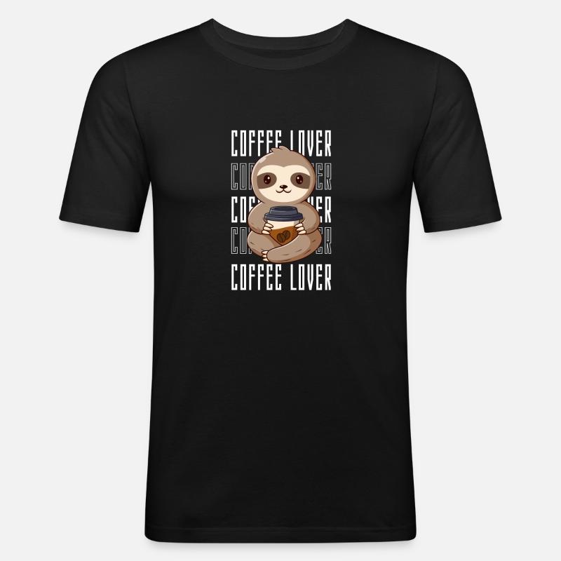 Kaffeeliebhaber Kaffeegeschenke - Männer Slim Fit T-Shirt - Schwarz