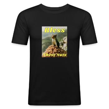 Segne diese Nüsse - Männer Slim Fit T-Shirt - Schwarz - Vorne - Nik (191cm)