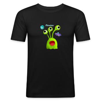 Grüner Marsiano T-shirt - Männer Slim Fit T-Shirt - Schwarz - Vorne - Nik (191cm)
