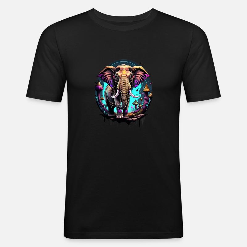 Graffiti Elefant - Männer Slim Fit T-Shirt - Schwarz