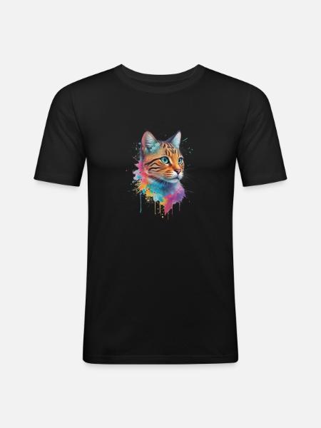 A multi-coloured wildcat - Men's Slim Fit T-Shirt - black