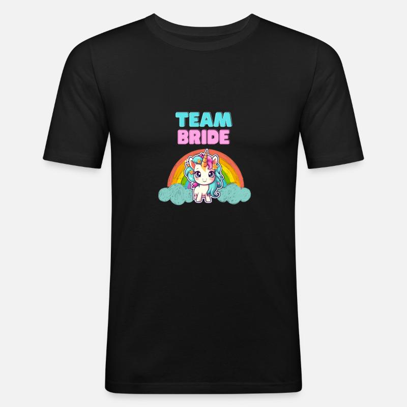 "Team Bride" Einhorn-Design - Männer Slim Fit T-Shirt - Schwarz
