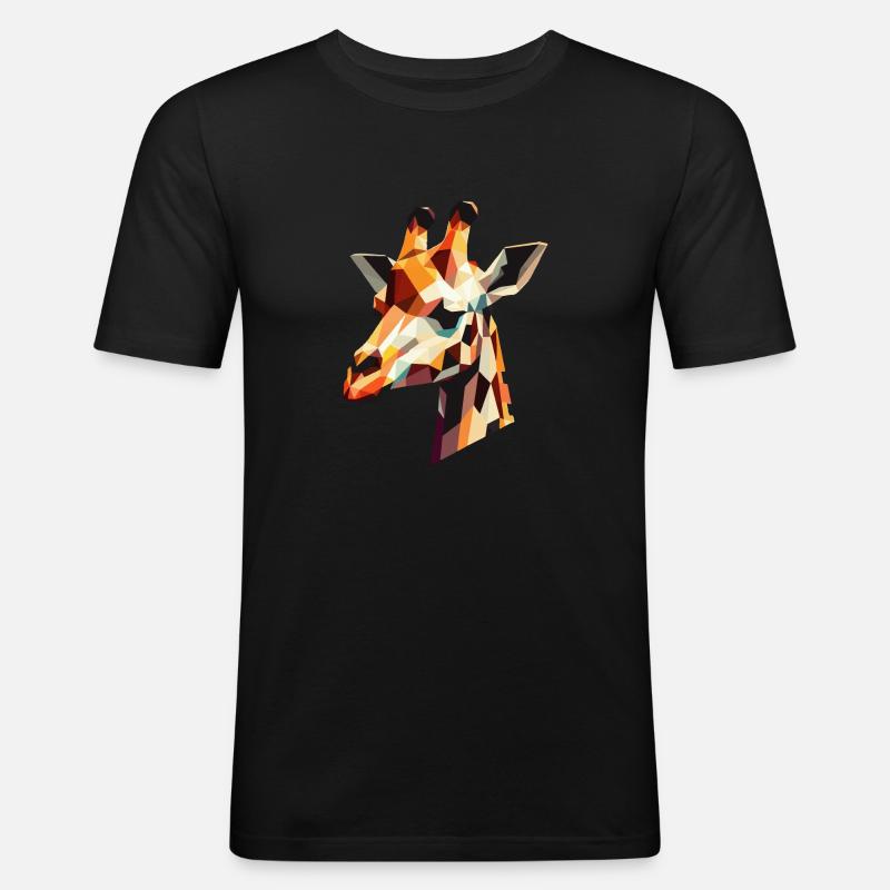 Giraffe Kopf Geometrisch - Männer Slim Fit T-Shirt - Schwarz