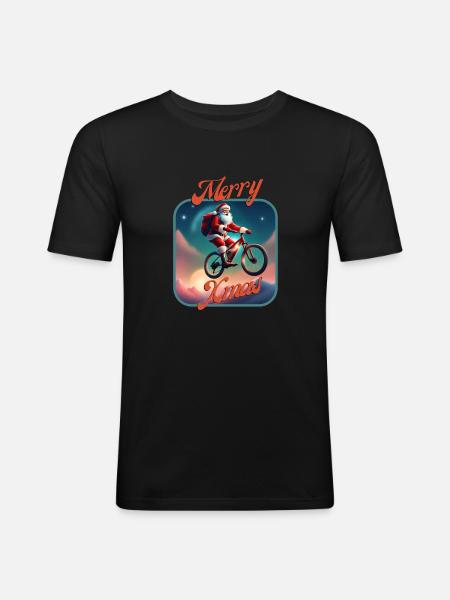 Santa Bike - Men's Slim Fit T-Shirt - black