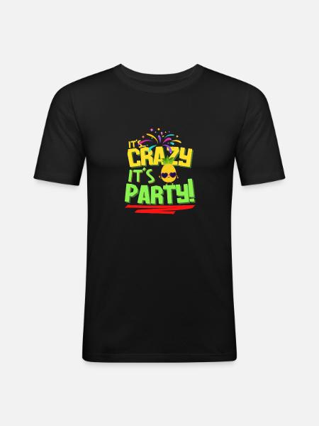 Käärijä (Kaarija) - It's crazy it's party ananas - Miesten tyköistuva t-paita - musta