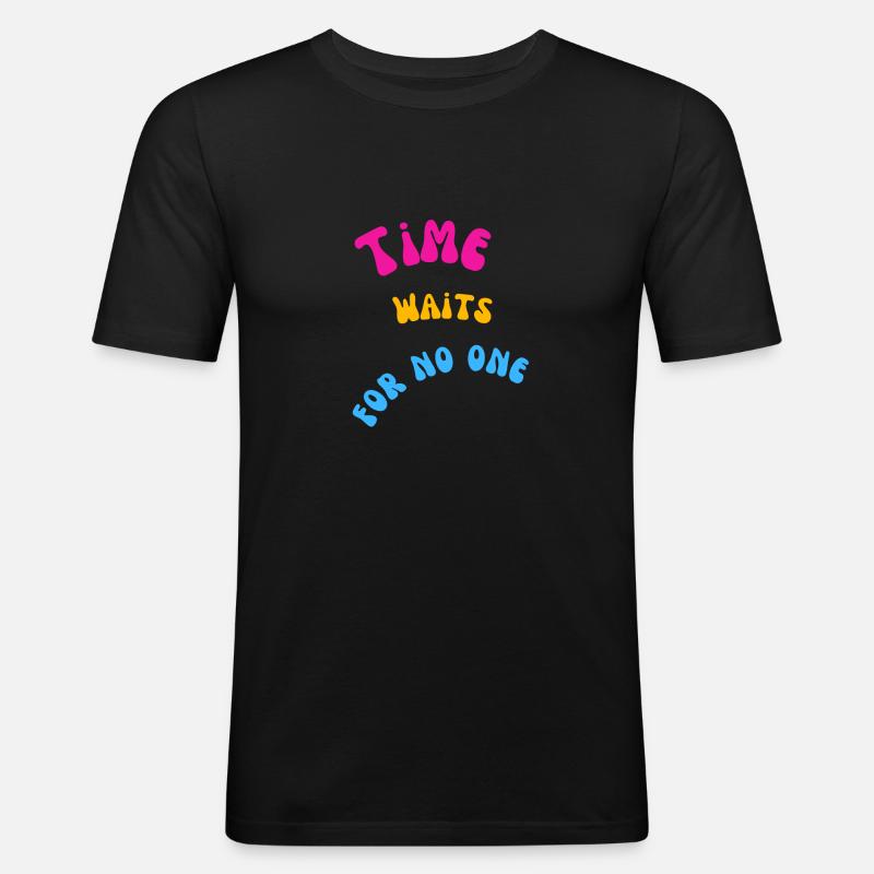 Time - Männer Slim Fit T-Shirt - Schwarz