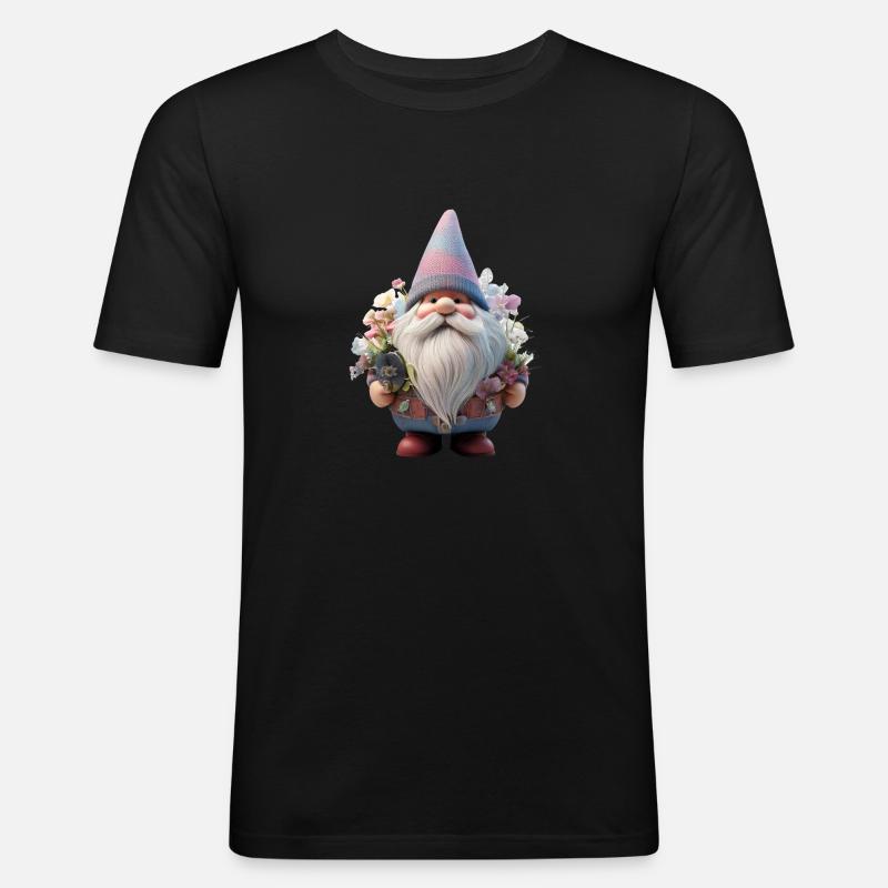 Gartenzwerg Design Blumenflüsterer - Männer Slim Fit T-Shirt - Schwarz