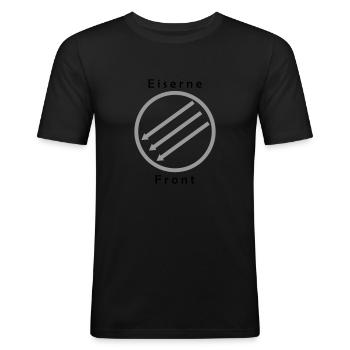 Eiserne Front - Drei Pfeile - Männer Slim Fit T-Shirt - Schwarz - Vorne - Nik (191cm)