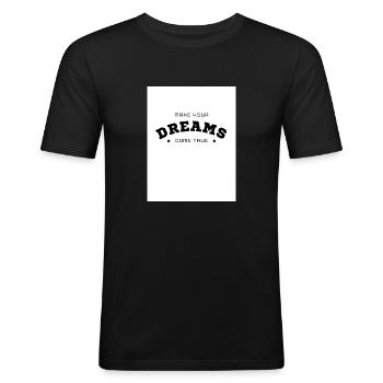 dreams - Männer Slim Fit T-Shirt - Schwarz - Vorne - Nik (191cm)