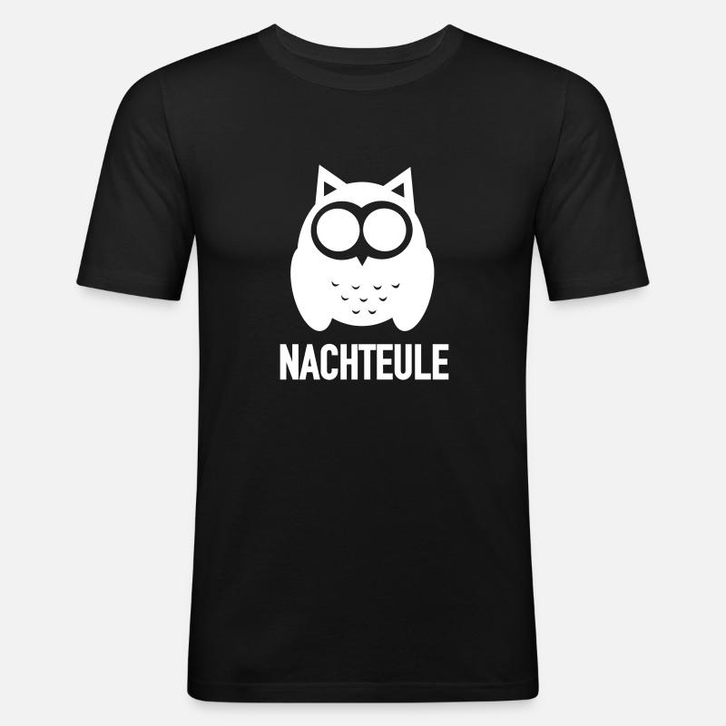 Nachteule - Männer Slim Fit T-Shirt - Schwarz