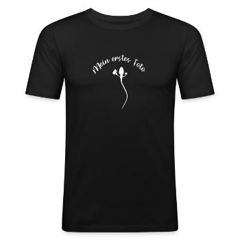 Mein erstes Foto - Männer Slim Fit T-Shirt - Schwarz - Vorne - Nik (191cm)