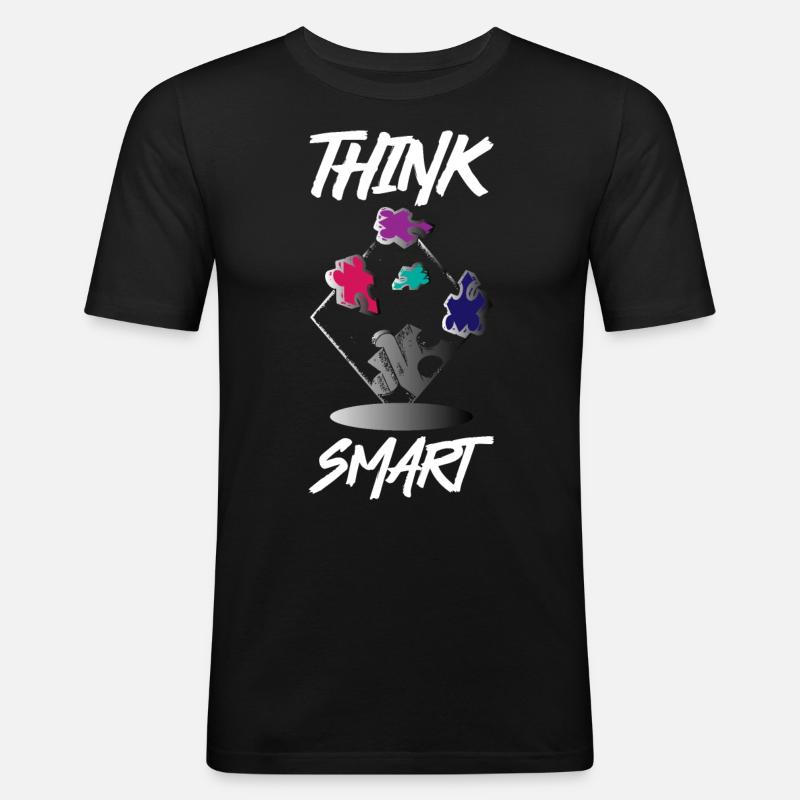 Think Smart Puzzle - Männer Slim Fit T-Shirt - Schwarz