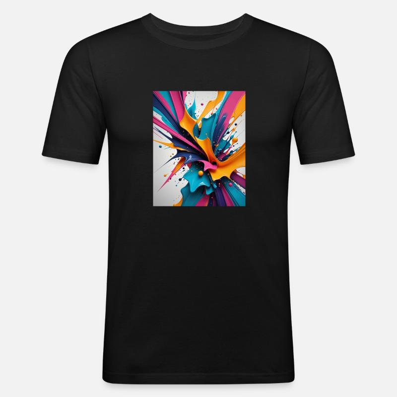 Farbklecks - Männer Slim Fit T-Shirt - Schwarz