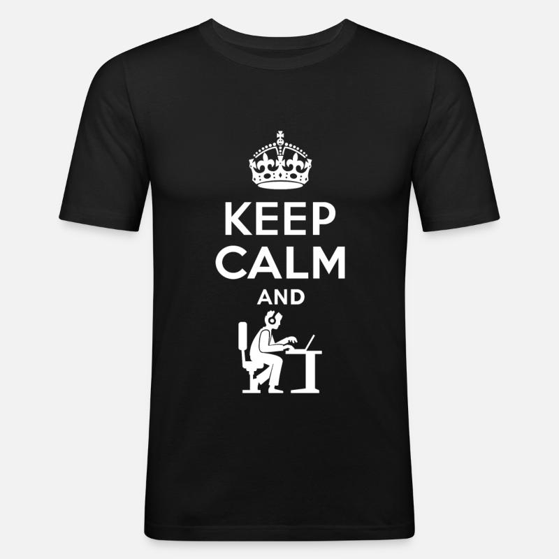 Keep Calm - Nerd - Programmieren - Gamen - Männer Slim Fit T-Shirt - Schwarz