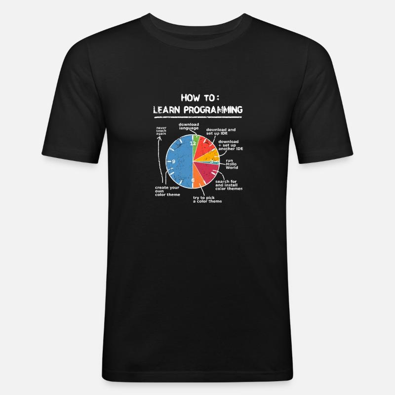 Apprenez à programmer des programmeurs nerd informatique - T-shirt près du corps Homme - noir