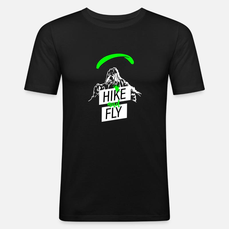 Hike and Fly Paragliding - Männer Slim Fit T-Shirt - Schwarz