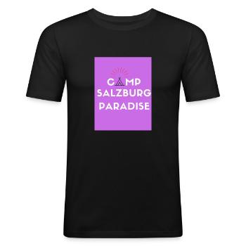 paradise - Männer Slim Fit T-Shirt - Schwarz - Vorne - Nik (191cm)