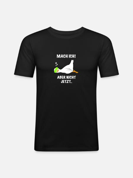 Ente lustig faul Spruch - Männer Slim Fit T-Shirt - Schwarz