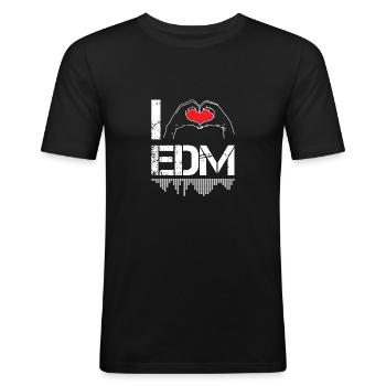 I Love Electro Dance Music EDM - Männer Slim Fit T-Shirt - Schwarz - Vorne - Nik (191cm)