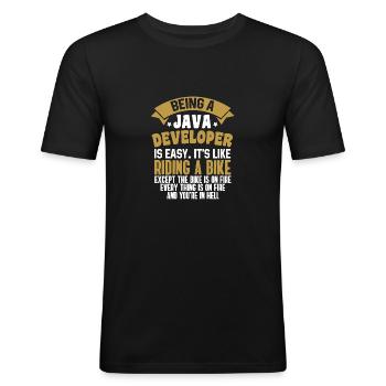 Java Developer - T-shirt près du corps Homme - noir - Devant - Nik (191cm)