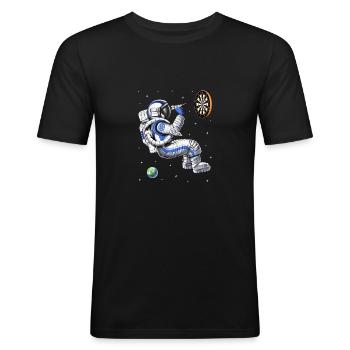 Astronaut Darts Spieler - Männer Slim Fit T-Shirt - Schwarz - Vorne - Nik (191cm)