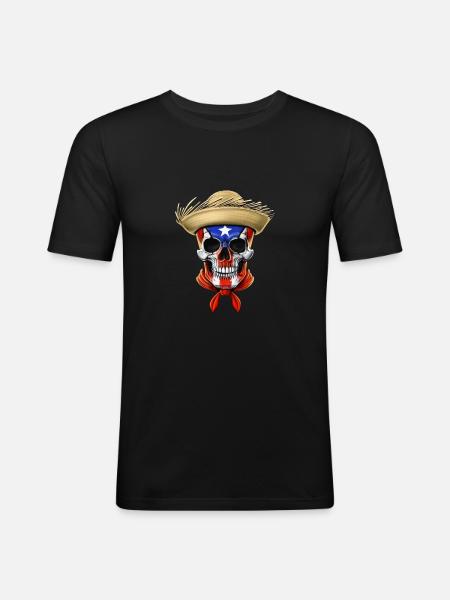 Puerto Rico Skull - Men's Slim Fit T-Shirt - black