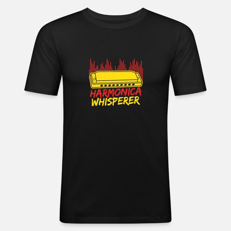 Funny Harmonica Player Whisperer Harmonica - Männer Slim Fit T-Shirt - Schwarz