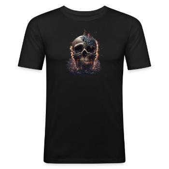 Skull And Bones Baptised In Flames III - Men's Slim Fit T-Shirt - black - Front - Nik (191cm)