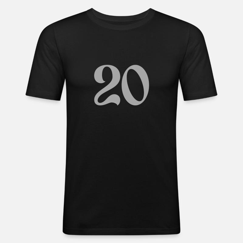 20 - Männer Slim Fit T-Shirt - Schwarz
